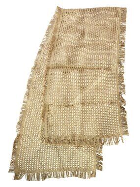 Gold Woven Jute Table Runner With Fringe 46" x 21"